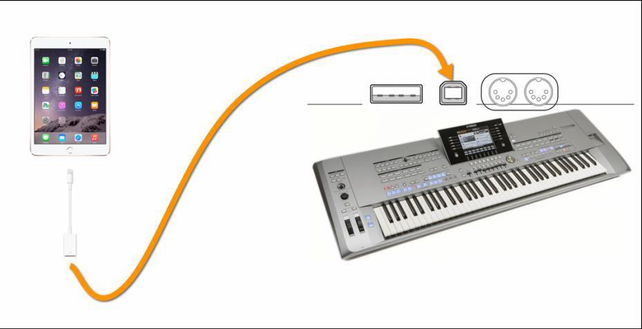 3.3 Pomocí USB-MIDI propojení přímo do keyboardu Keyboardy s portem USB TO HOST lze připojit pomocí USB kabelu pro tiskárny (USB typ A-B).
