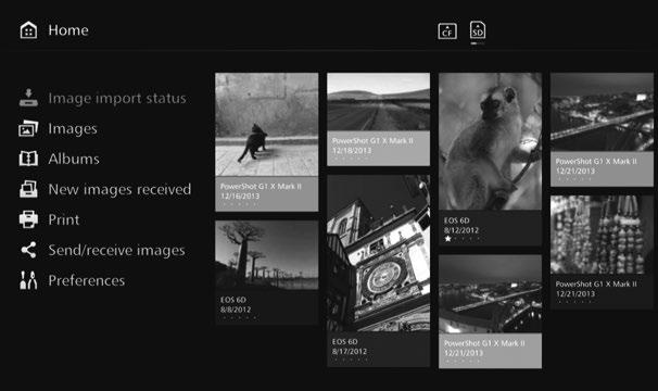 Stav importu snímků Chcete-li zkontrolovat stav importu snímku, zvolte na domovské obrazovce Image importing status/stav importu snímků.