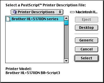 Zvolte příslušnou tiskárnu (HL-5170DN series) a