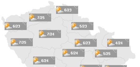 ... Počasí DNES PÁTEK METEO ZPRÁVY SOBOTA NEDĚLE 15 / 22 C 5/15 C 10.4 Dnes odpoledne a v noci bude přes Čechy, zítra přes Moravu a Slezsko, přecházet vlnící se studená fronta.