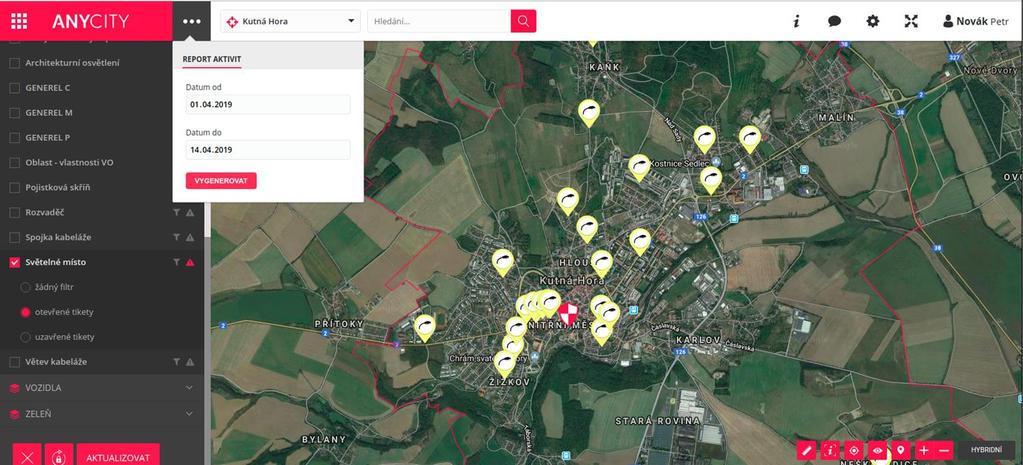 AnyCity Záznam aktivity opraváře. Výstup do samostatné tabulky.