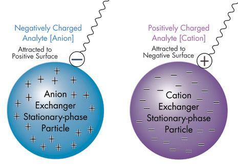 Iontově výměnná chromatografie Separace založena na rozdílech v ion-exchange afinitě složek vzorku.