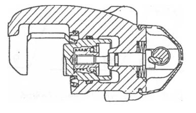 Obrázek 5 Použití svěrného mechanismu parkovací brzdy [1] Tento mechanismus parkovací brzdy lze použít u kotoučových brzd, které jsou vybaveny plovoucím třmenem.