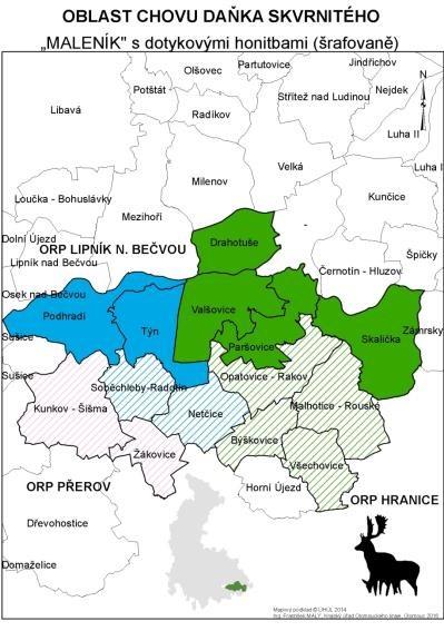 OBLAST CHOVU DAŇKA SKVRNITÉHO MALENÍK - SEZNAM HONITEB NÁZEV HONITBY výměra výměra lesa normovaný honitby v ha z toho v ha stav v ks HONITBY S BONITACÍ PRO DAŇKA Valšovice 1 268 1 156 42 Hubertus -