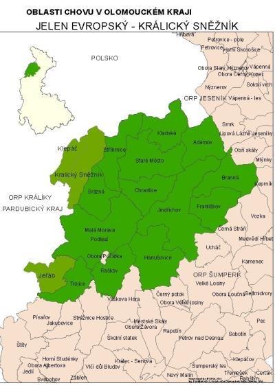 OBLAST CHOVU JELENA EVROPSKÉHO KRÁLICKÝ SNĚŽNÍK - SEZNAM HONITEB NÁZEV HONITBY výměra honitby v ha z toho les v ha normovaný stav v ks ADAMOV 1 899 1 635 22 BRANNÁ 1 928 1 683 20 FRANTIŠKOV 1 903 1