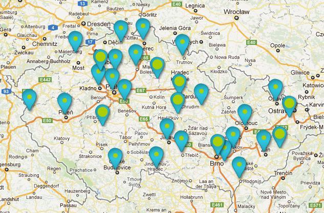 Obrázek 23 - Mapa měst, kde lze férově posnídat Zdroj: www.ferovasnidane.cz K tomuto projektu je vypracován přehledný web na adrese www.ferovasnidane.cz, kde lze nalézt všechny podrobnosti o kampani.