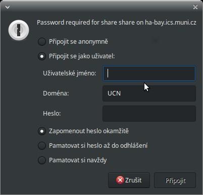 5.Nyní zadejte Uživatelské jméno (UCN/UČO) a sekundární heslo.