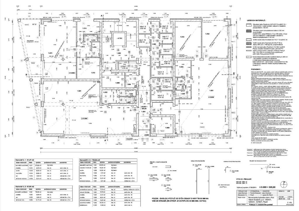 Celková plocha pozemku je 1213 m2. Zastavěná plocha činí 444 m2, 36,6%. Hlavním účelem projektu je sloužit jako bytový dům. Objekt má 4 nadzemní a 1 podzemní podlaží, v 1.