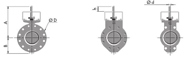 ROZMĚRY / DIMENSIONS Přírubové provedení (DB) Double-flanged Závitové otvory (L) Lug type Průchozí otvory (W) Wafer type Počet otvorů n o průměru L na kružnici K Quantity n holes diameter L over