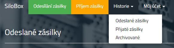 Přijaté zásilky obsahují zásilky přímo adresované do mé schránky.