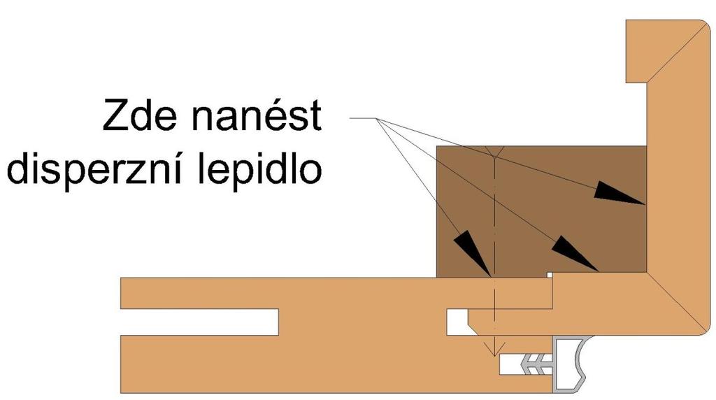 Požární zárubeň (Sepos, Ador) o Hranol (L / P, nelze měnit) Lepení na 3 místech Kotvení vruty 4x40 do ostění (svislé 5x: 10 cm