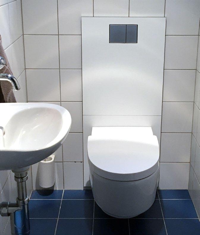 PŘED: Běžné závěsné WC, v koupelně nájemníka PO: Svěží vzhled díky závěsnému WC Geberit AquaClean Mera s designovým panelem FLEXIBILNÍ ŘEŠENÍ I PRO NÁJEMNÍKY DESIGNOVÁ