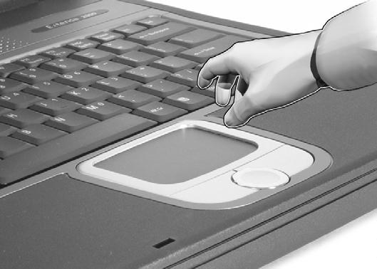 19 Zařízení Touchpad Zabudovaná dotyková podložka Touchpad je ukazovací zařízení kompatibilní s myší PS/2, jehož povrch je citlivý na pohyb.