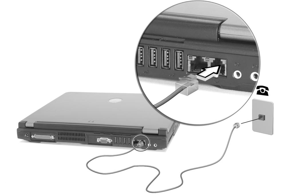 25 Faxový/Datový modem Tento počítač je vybaven zabudovaným faxovým/datovým modemem, který umožňuje komunikovat prostřednictvím telefonní linky.