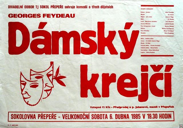 Plakát k představení Dámský krejčí z roku 1985, Divadelní soubor