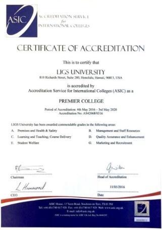 - 4 - Akreditace LIGS University Accreditation Service for International Schools, Colleges and Universities (ASIC) LIGS University je členem a partnerem mnoha asociací a profesních organizací.