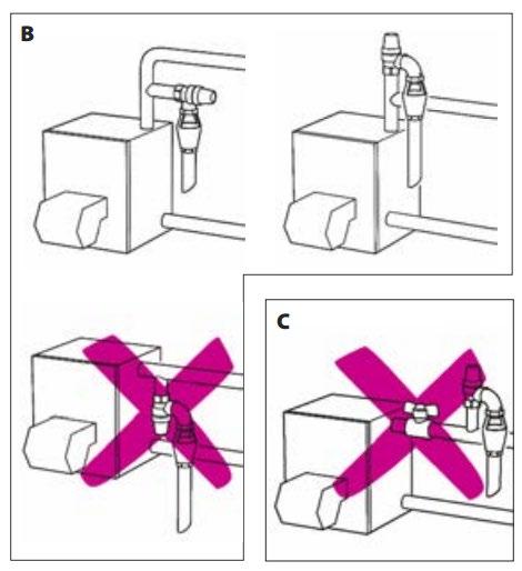 7) Instalace v otopných systémech: Před instalací pojistného ventilu, musí být provedeno jeho správné dimenzování odborným technickým personálem v souladu s platnou legislativou a specifickými