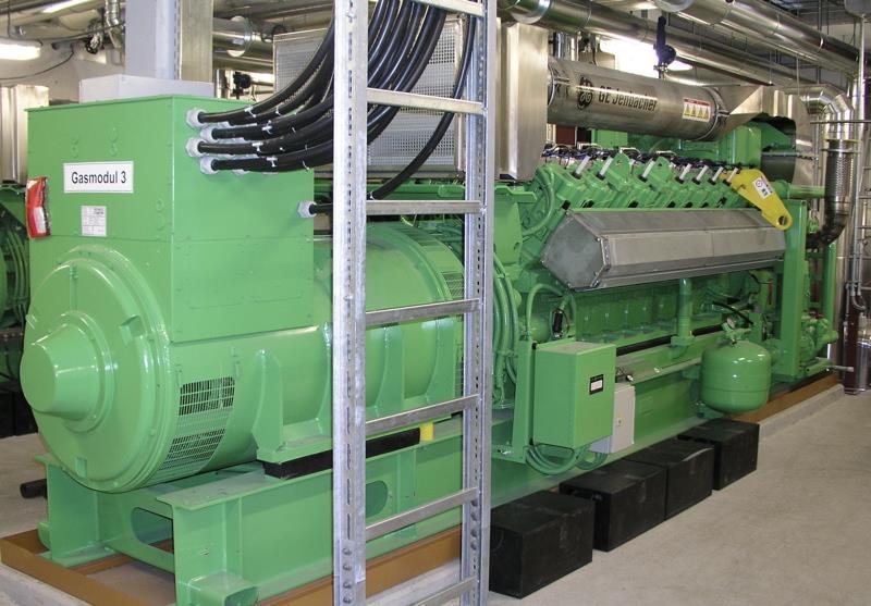 Kogenerační využití bioplynu spalování v plynových motorech nebo turbínách spojených s generátorem elektřiny
