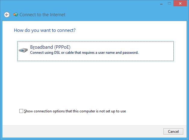 9. Vyberte možnost Broadband (PPPoE) (Širokopásmové připojení (PPPoE)) a klepněte na tlačítko Next (Další). 10. Zadejte vaše uživatelské jméno, heslo a název připojení.