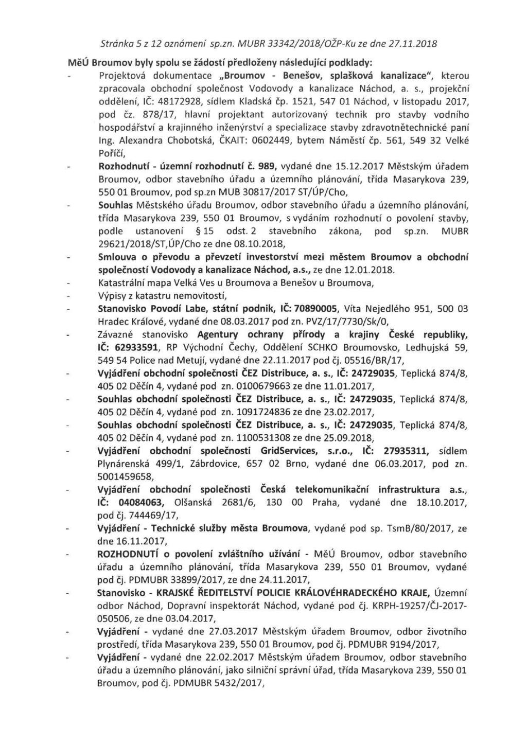 Stránka 5 z 12 oznámení sp.zn. MUBR 33342/2018/OŽP-Ku ze dne 27.11.