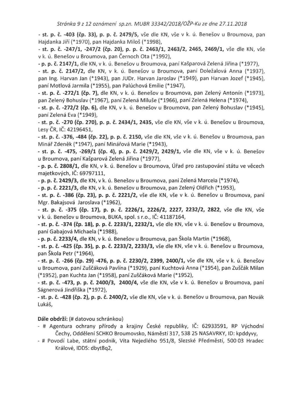 Stránka 9 z 12 oznámení sp.zn. MUBR 33342/2018/OŽP-Ku ze dne 27.11.2018 - st. p. č. -403 (čp. 33), p. p. č. 2479/5, vše dle KN, vše v k. ú.