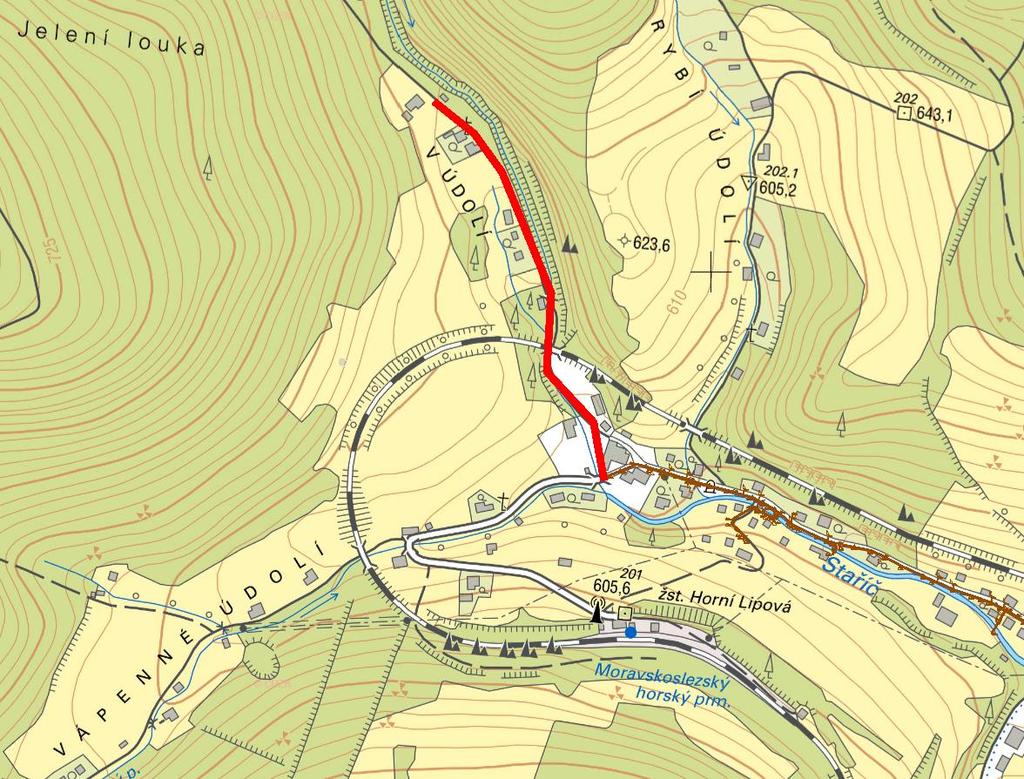 5.2.3 PRODLOUŽENÍ VODOVODU A KANALIZACE V LOKALITĚ "V ÚDOLÍ", HORNÍ LIPOVÁ, LIPOVÁ-LÁZNĚ Lipová-lázně Horní Lipová Ulice: lokalita V Údolí Obnova VHI: NE 80 tis.