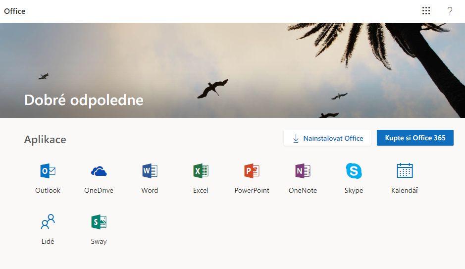 Nyní můžete používat online verzi Microsoft Office. Pro tvorbu šablon zvolte aplikaci Word.