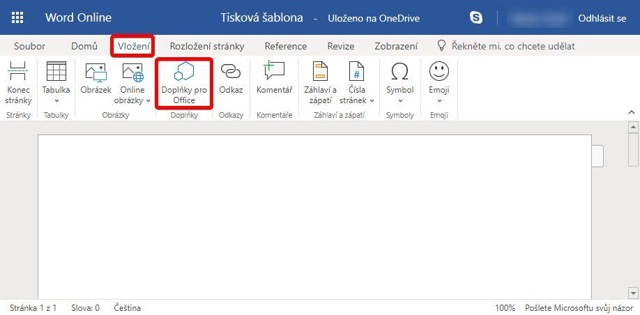 2 Instalace doplňku Edookit Tiskové šablony Tento návod ukazuje instalaci doplňku ve Wordu Online, v desktopových