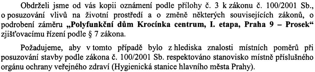 øízení zámìru zaøazeného v kategorii ll. 100/2001 Sb.