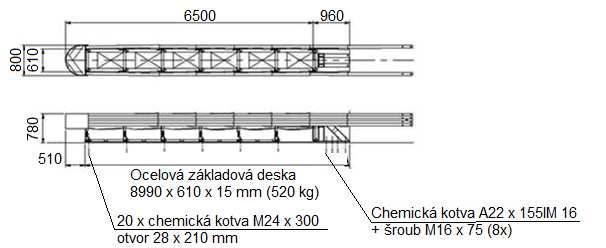 6. Následně se sníží poloha tlumiče pomocí závitů v tlumících trubkách, tak aby se kolečka tlumiče dotýkala ocelové základové desky. 7.