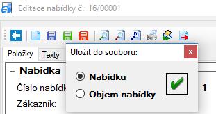 . Uložení nabídky do PDF Funkce na tlačítku Uložit nabídku do souboru byla rozšířena o funkci uložení