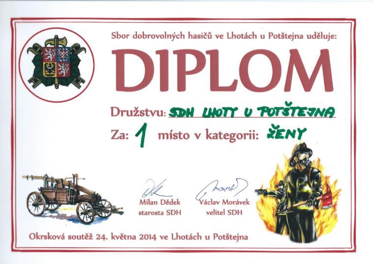 Okrsková hasičská soutěž: V sobotu 24. května 2014 se na louce pod Homolí konala Okrsková hasičská soutěž.