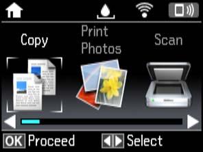 Základní informace o tiskárně Průvodce k LCD displeji Nabídky a zprávy se zobrazují na LCD displeji. Vyberte příslušnou nabídku nebo nastavení stiskem tlačítek u d l r.