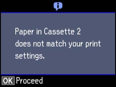 Vkládání papíru 8. Posuňte pravé vodítko okraje k okraji papíru. 9. Vložte kazeta na papír 2. 10. Zkontrolujte nastavení velikosti a typu papíru zobrazená na ovládacím panelu.