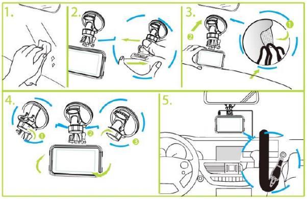 2. Instalace a upevnění produktu Nejprve vložte paměťovou kartu do slotu na SD kartu Následně použijte pro upevnění kamery držák, který je součástí balení Držák umístěte tak, aby kamera nebránila