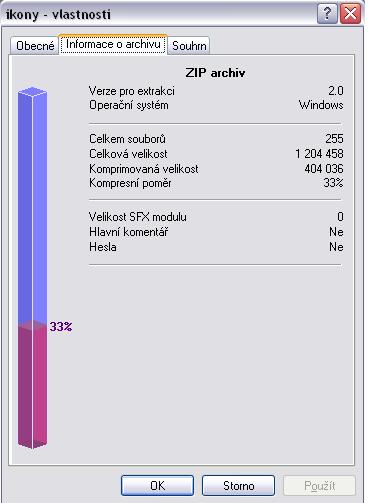 15 Obr. 2.1 Informace o archívu WinRAR Na obr. 2.1 jsou informace o archívu získaném pomocí komerčně pouţívaného archivačního programu WinRAR.