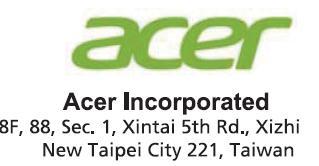 Declaration of Conformity We, Acer Incorporated 8F, 88, Sec. 1, Xintai 5th Rd., Xizhi, New Taipei City 221, Taiwan And, Acer Italy s.r.l. Via Lepetit, 40, 20020 Lainate (MI) Italy Tel: +39-02-939-921,Fax: +39-02 9399-2913 www.