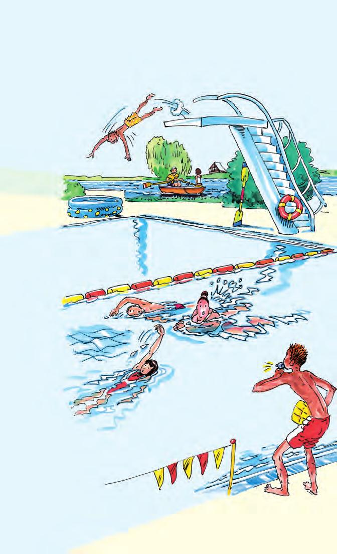 64 VODNÍ SPORTY WATER SPORTS MÍČOVÉ HRY BALL GAMES 65 blow up pool [blәu ap pu:l] nafukovací bazének diving board [daiviη bo:d] skokanský