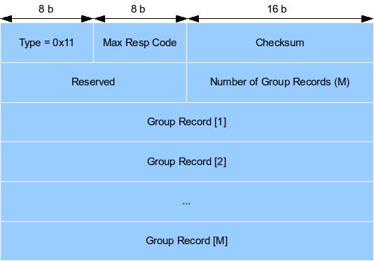 Group Address při Membership General Query 0.0.0.0, při Membership Group-specific Query nebo Membership Group-and-Source-Specific Query obsahuje multicastovou adresu skupiny.