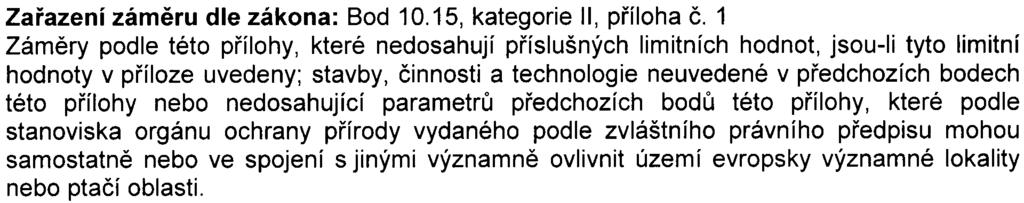 1 Zámìry podle této pøílohy, které nedosahují pøíslušných limitních hodnot, jsou-ii tyto limitní hodnoty v pøíloze uvedeny; stavby, èinnosti a technologie neuvedené v pøedchozích bodech této pøílohy