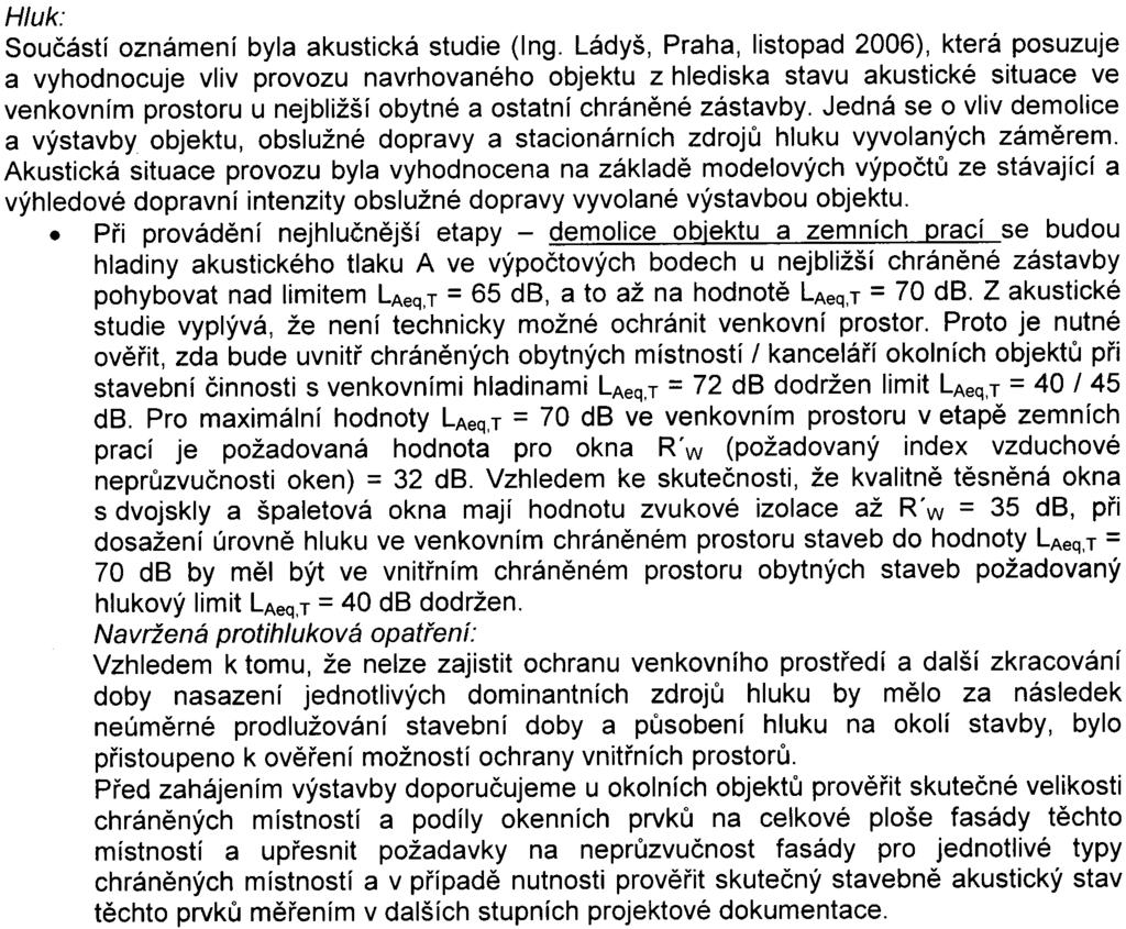 5 Hluk: Souèástí oznámení byla akustická studie (Ing.