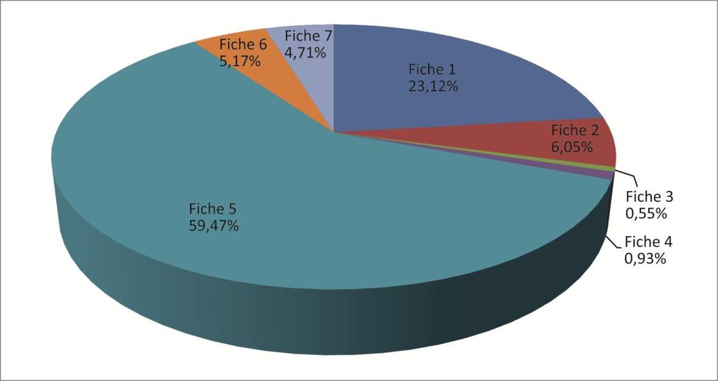 Souhrnné hodnoty alokace finančních prostředků za celé sledované období dle jednotlivých fichí ukazuje tabulka č. 4 a graf č. 2. Tabulka č.