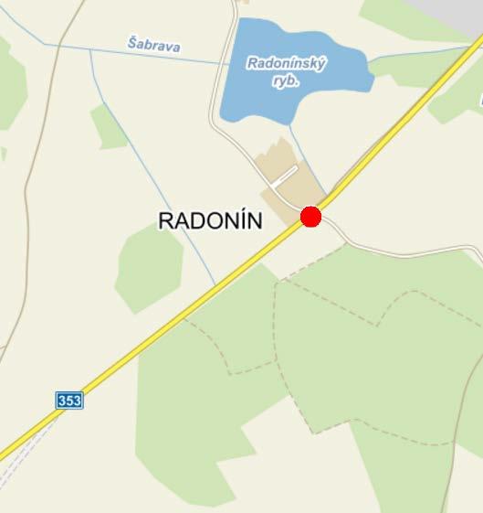 Mapa zastávky, detail č. 8 Radonín (Obecně závazná vyhláška č.