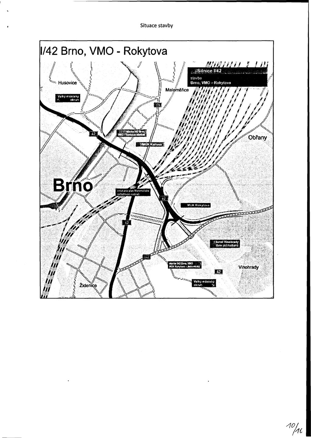 Situace stavby 1/42 Brno, VMO - Rokytová na suu 11 a t / ^SHmcé J/42 :. i ;^:, stavba Bmo.