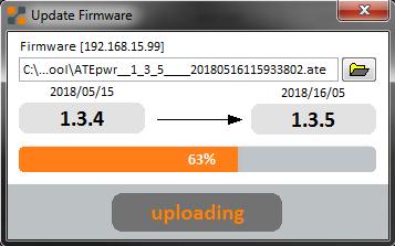 2.5 TLAČÍTKO FW UPDATE FIRMWARE Okno Update Firmware slouží k přehrání firmwaru zařízení. Tato funkcionalita není dostupná u starších verzí proudových zdrojů.