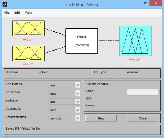 Obrázek 8: Fuzzy Inference System Editor - příklad (Vlastní zpracování) 2.3.2 MF Editor MF Editor se otevře po dvojím poklepání na příslušnou vstupní či výstupní proměnnou v rámci FIS Editoru.