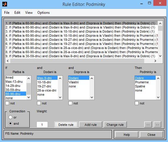Rule Editor Veškerá pravidla, která byla vloţena pod hodnotu [Rules] se automaticky načtou do Rule Editoru.
