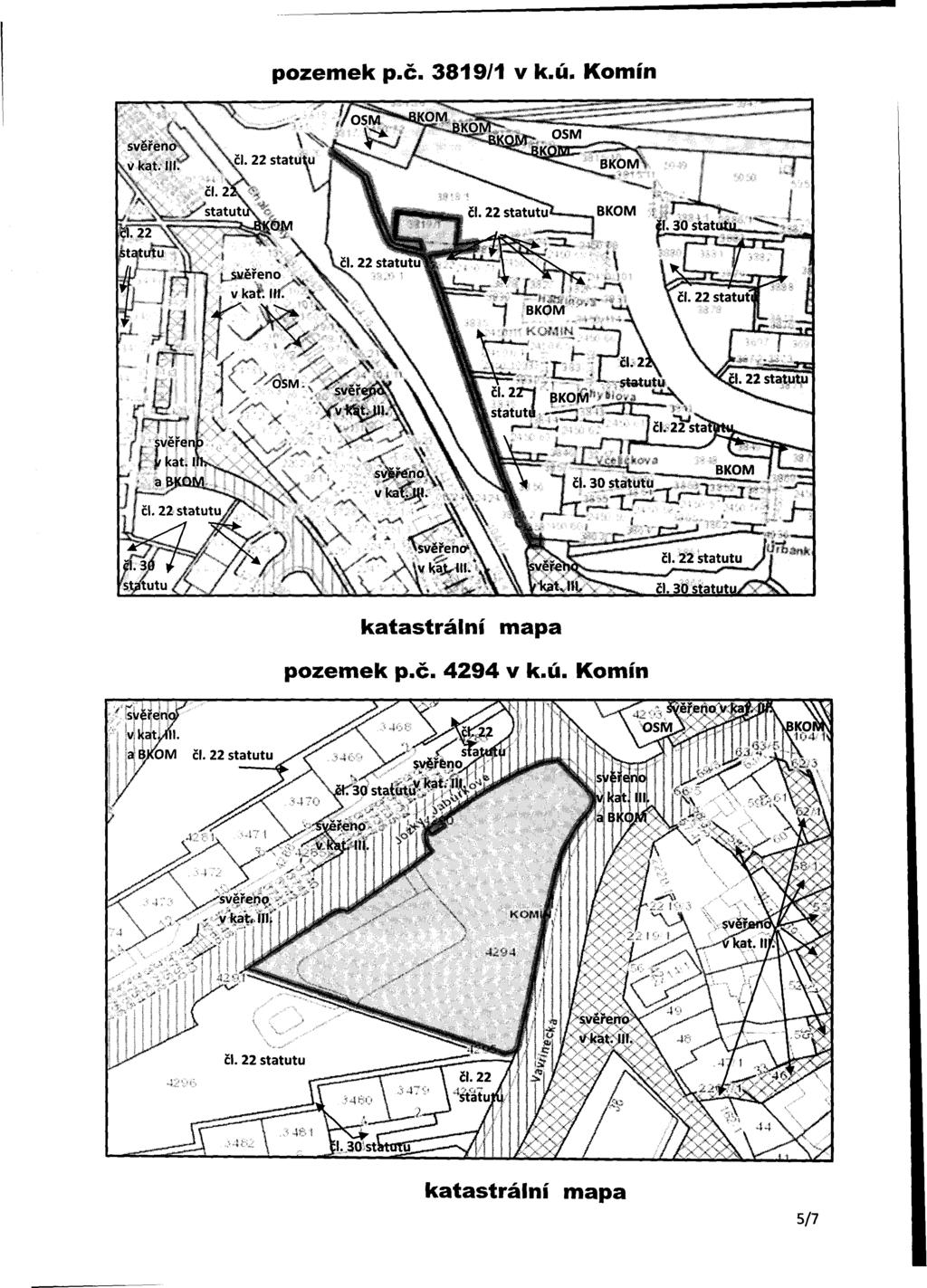 pozemek p.č. 3819/1 v k.ú. Komín mapa pozemek p.č. 4294 v k.