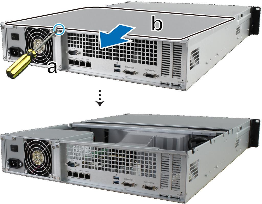 Přidání modulu paměti RAM do zařízení RackStation Volitelný modul paměti RAM od společnosti Synology je určen k rozšíření paměti zařízení RackStation.