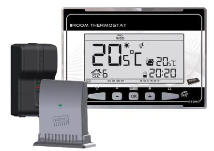 Prostorové termostaty ST-290 v2, bezdrátový, obj. číslo 8738127237 Regulátor umožňuje připojení bezdrátově.